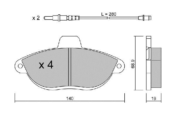 Jeu de 4 plaquettes de frein AISIN ref. BPFI-1012